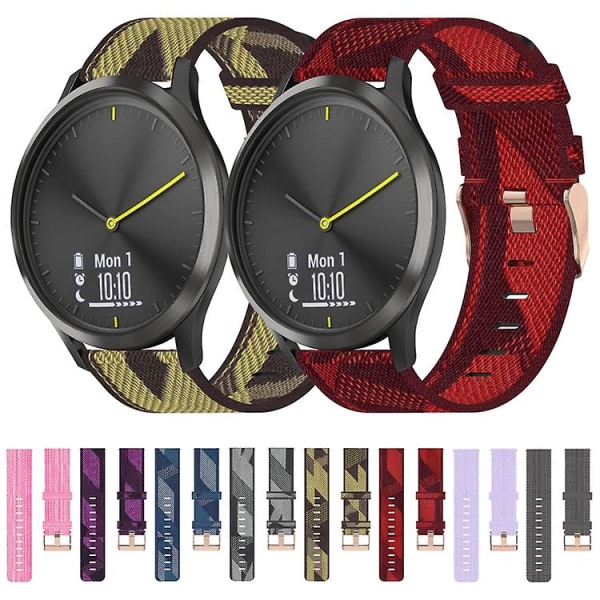 För Garmin Vivomove Hr Sport 20mm Nylon Woven Watch Band TFR Yellow
