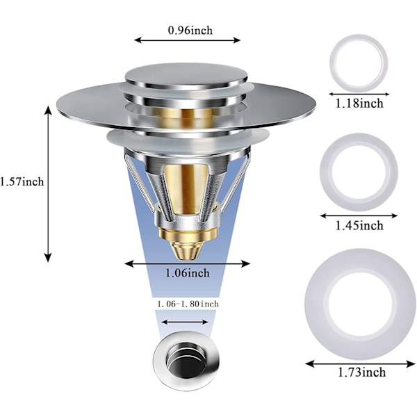 2.0 Uppgraderad Universal Badrum Handfat Stopper Pop Up - Silver
