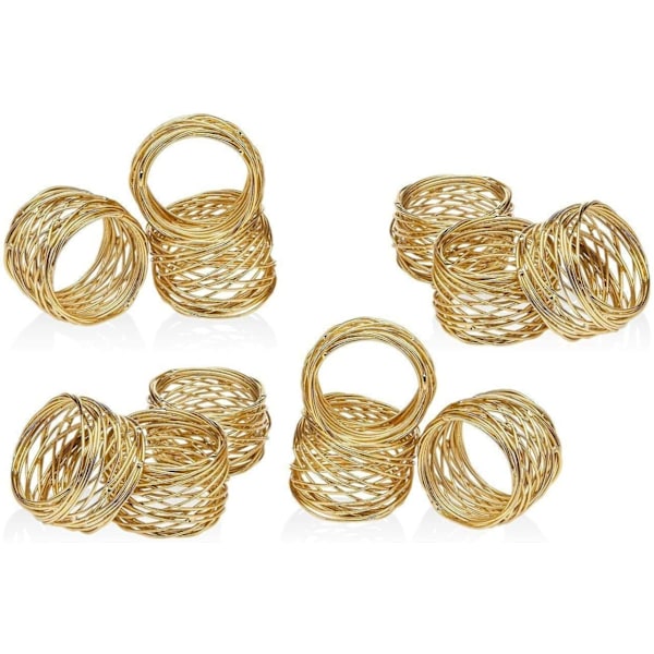 Gylne runde mesh serviettringer - sett med 12 for bryllup, middagsselskaper eller hver dag