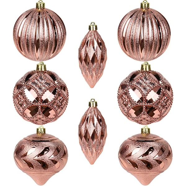 Julgranskulor 3,9\" Shatterproof Julgransdekorationer Set Ros