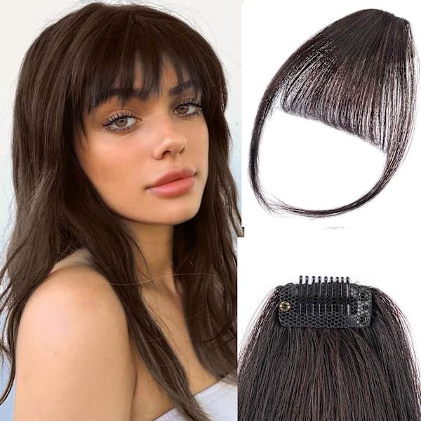 100 % äkta människohår Wispy Bangs Clip i hårförlängningar Fake Bangs