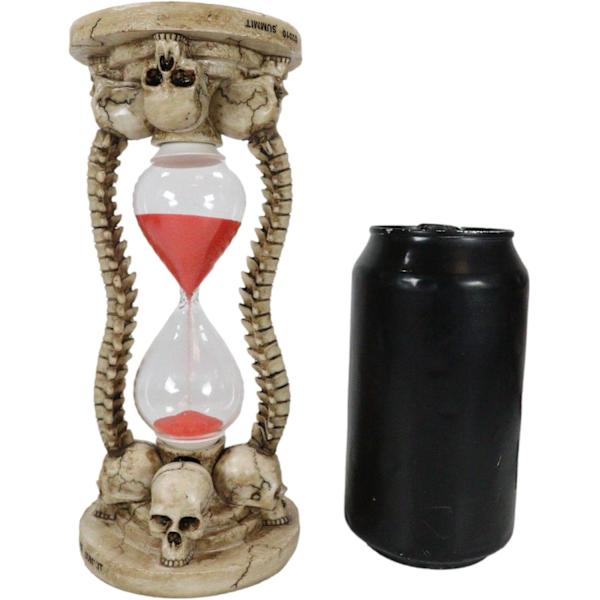 Ebros Gave Gotisk Alkymi Kirkegård 4 Kranier Med Skelet Rygsøjle Knogler Dekorative Sand Timer Figur Ossuarium Makaber Sandtimer Accent
