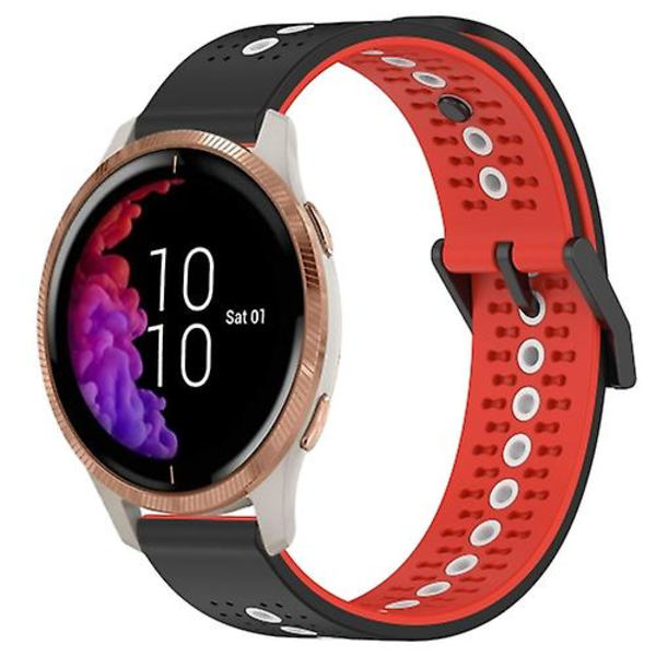 Til Garmin Venu 20mm Tricolor Åndbar Silikone Urrem IYF Black-Red-White