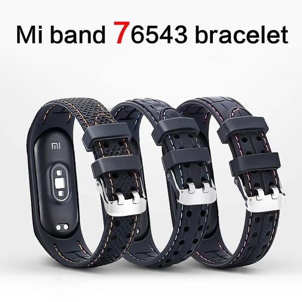 Silikonarmband för Xiaomi Mi Band 6 7 5 3 4 Tillbehör Sport Armband Ersättningsband Correa Armband Mi Band 7 6 Nfc Armband Black-A Mi band 3 4