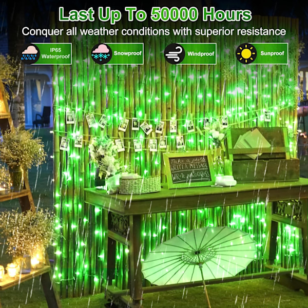 2-pack totalt 200 fot 600 LED julgransljus, fe-trädlampor inomhus utomhus anslutningsbara, 8 lägen och timer LED-slingor för sovrum,