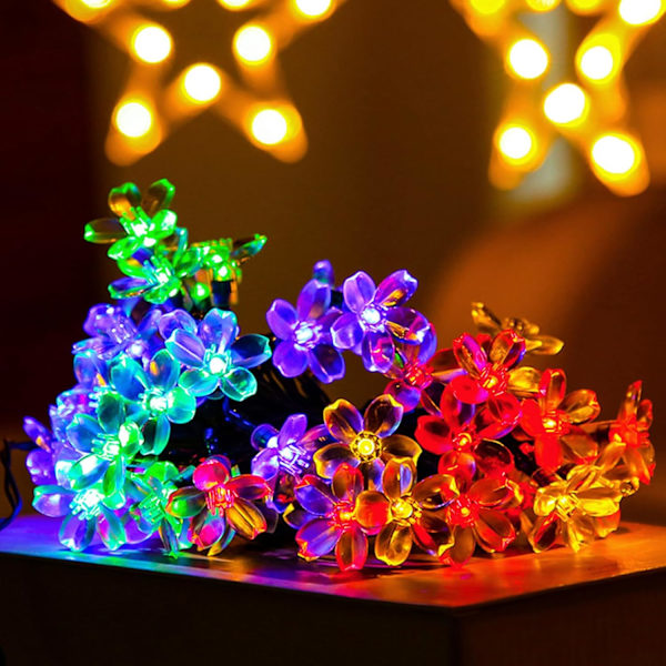 Sæt stikket i dekorative kirsebærblomster-lyskæder, 33ft 100 LED USB-lyste blomsterdekorationer med timer til indendørs soveværelse telt seng terrassefest
