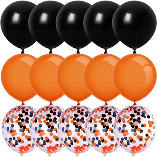 Halloween festdekoration - 15 sorte og orange konfettiballoner