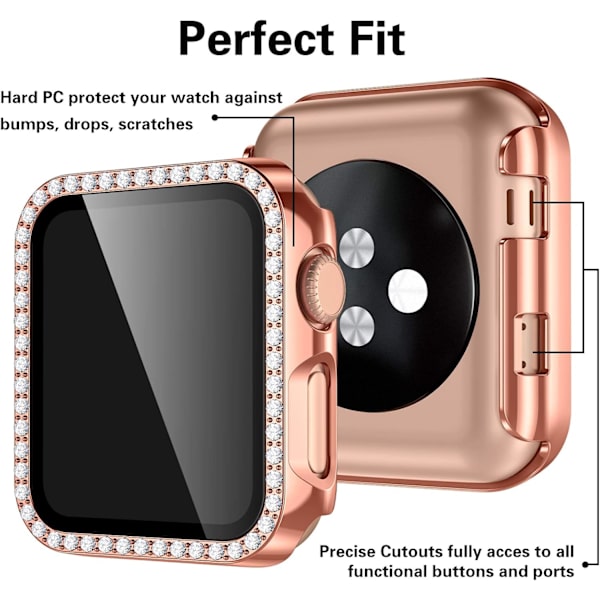 Hårt fodral för Apple Watch 42 mm, Bling Diamonds med skärmskydd