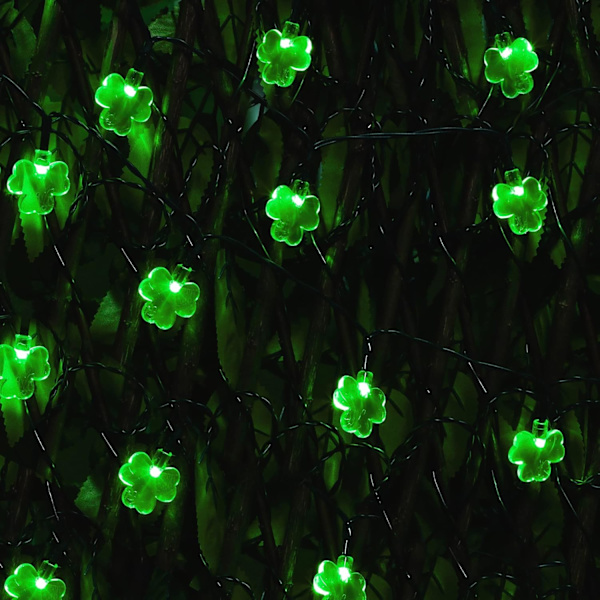 2-pack St. Patrick's Day Shamrock-lampor, 50 LED utomhus dekorativa ljusslingor, batteridriven Lucky Clover-lampa, 8 belysningslägen och timer,