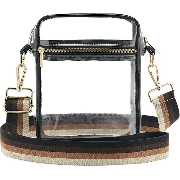 Genomskinlig Crossbody-väska godkänd, justerbar axelrem