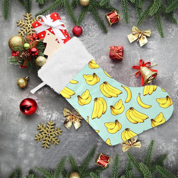 Jule-Strømpe, Personlige Jule-Strømper Sæt af 2 Gule Banan Print 45,7 cm Jule-Strømper Hængende Ornament Pejs til Træ Dekoration