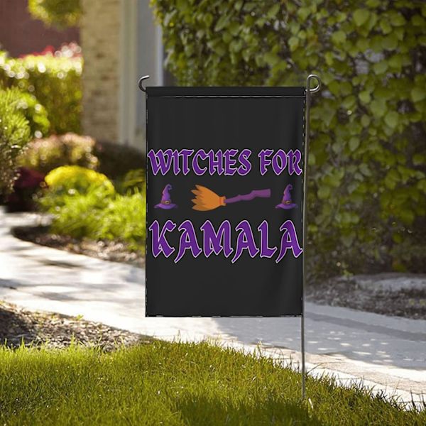 Häxor för Kamala Harris Halloween  Barnlösa katter Damer 2024 Val Trädgårdsskylt Banner Dubbelsidig 28x40 Tum  Vit Vit