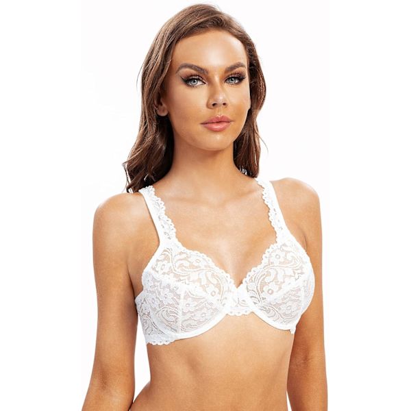 Kvinnors Plus Size All Inclusive Underkläder Padless Sexig Spets BH