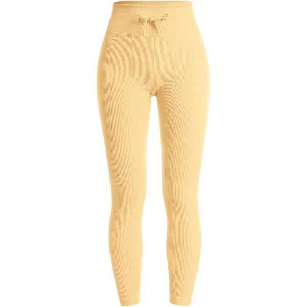 Träningsset för kvinnor 2 delar sömlös långärmad crop top ribbad hög