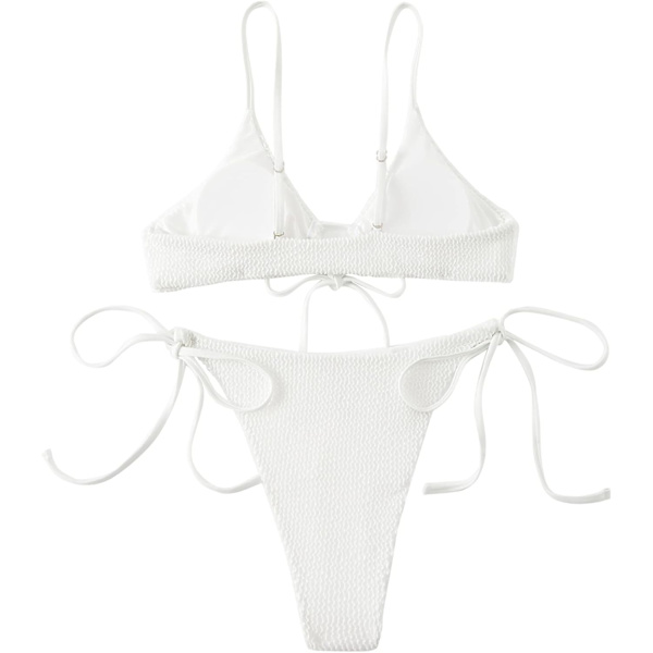 Kvinde Trekantet String Bikini Ribbet O Ring Binde Side Todelt Badetøj