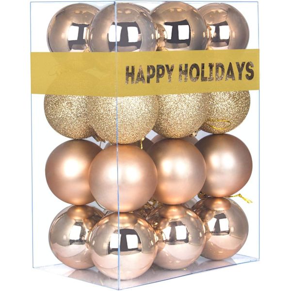 Champagne Gold 3,2\" Stora Julgranskulor - Julgransdekorationer
