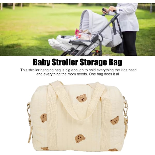 Baby Stroller Opbevaringspose Baby Stroller Organizer Universal Stor Plads Baby Blepose med Lynlås Broderi Mor Håndtaske Barnevognstilbehør