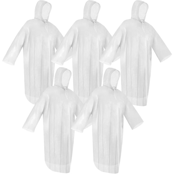 5-pack regnponchoset färgglada engångsregnponcho för vuxna