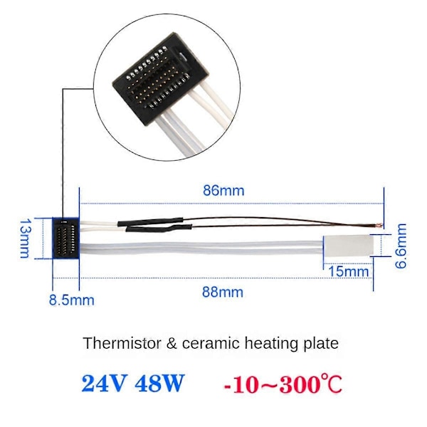 Til Bambu Lab P1P P1S Termistor Keramisk Varmer 24V 48W Opvarmningsrør til 3D-udskrivning Termistor Hotend