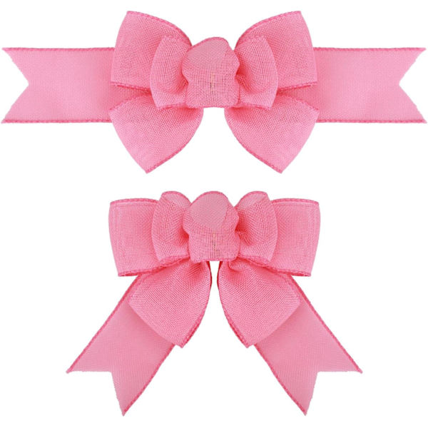 2 stk rosa kablet bånd håndlaget vår sommer påske premade burlap buer