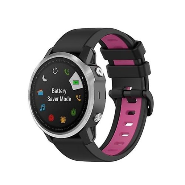 Til Garmin Fenix 6 To-farvet silikoneurrem FWN Black Rose Red