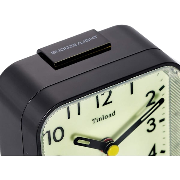 Nattlampa Analog Alarmklocka Tyst Icke Tickande, Stigande Pipljud, Snooze, Manuell Ljus, Batteridriven, Liten (Svart) Svart-l Svart-l