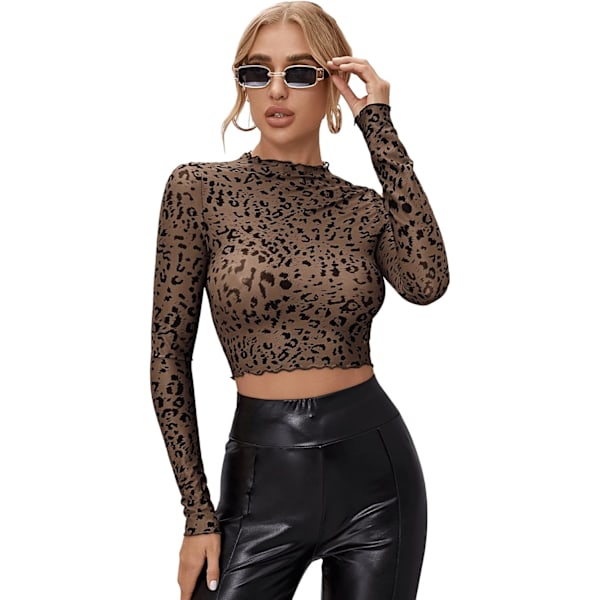 Kvinders Langærmet Mesh-skjorte Gennemsigtig Top Bluse