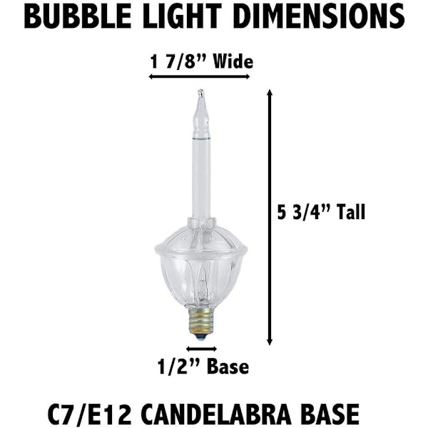 Set-7 Tradtional Bubble Light och Stringer Set, 7 Clear Bubble Fluids med