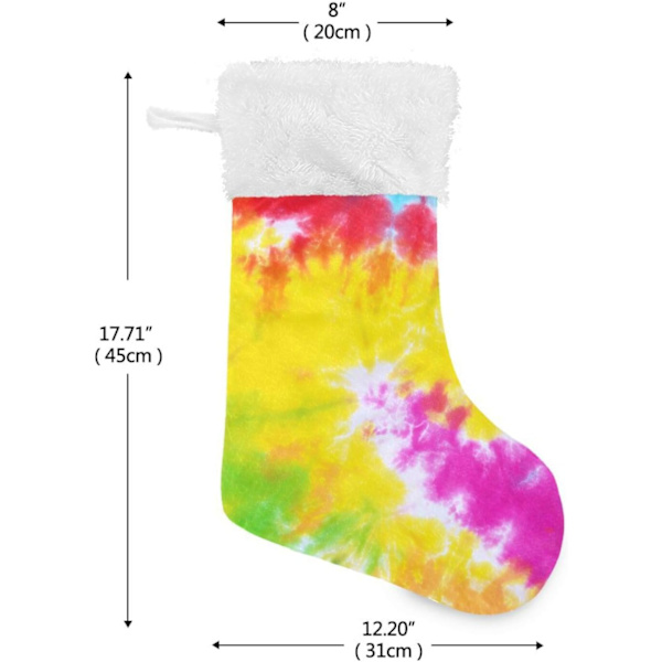 Julklapp, personliga julklappsstrumpor 2-pack Tie Dye Regnbåge Swirl Pride Print 45,7 cm Julstrumpor Hängande Ornament Kamin