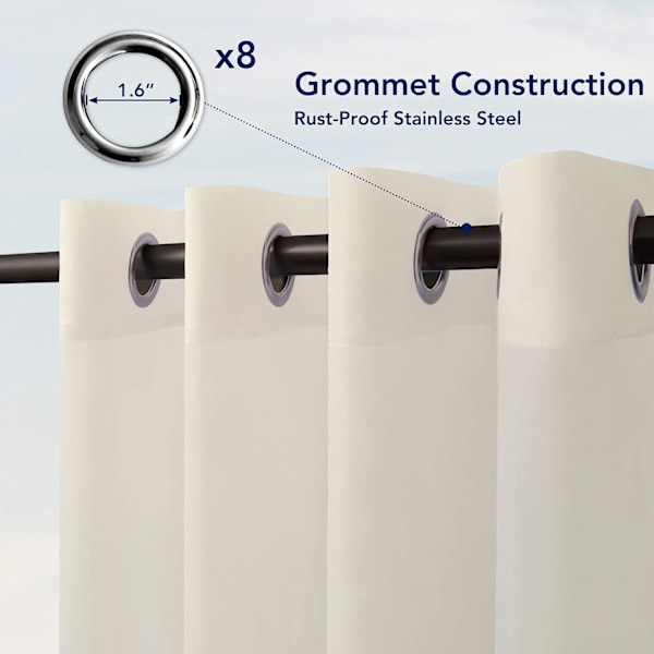 Skira utomhusgardiner för uteplats - 54 x 84 tum, Beige