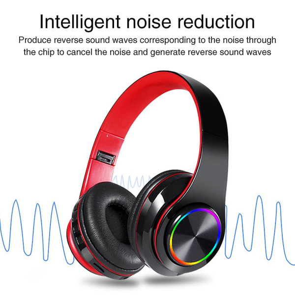 LED-farverige lys Bluetooth-headset Håndfrit med mikrofonstøjreduktion