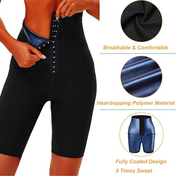 Bastu Leggings Svettpants för Kvinnor Hög Midja Kompression Slankande Varm Thermo