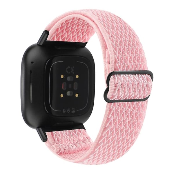 För Fitbit Versa 4 / Sense 2 Universal Wave Nylon Watch Band MYY Pink