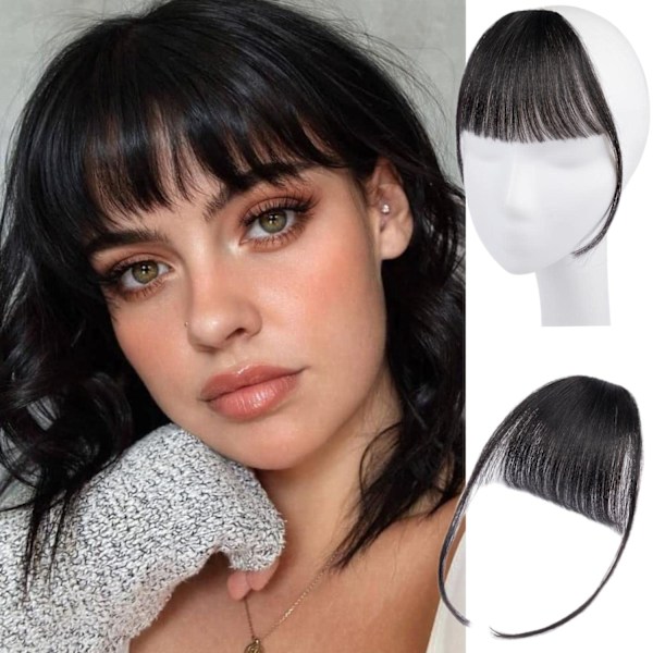 Clip in Bangs 100% Real Human Hair Bangs Extensions Natural Black