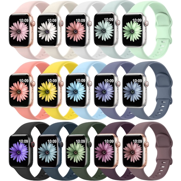 15-pack mjuka silikonband som är kompatibla med Apple Watch