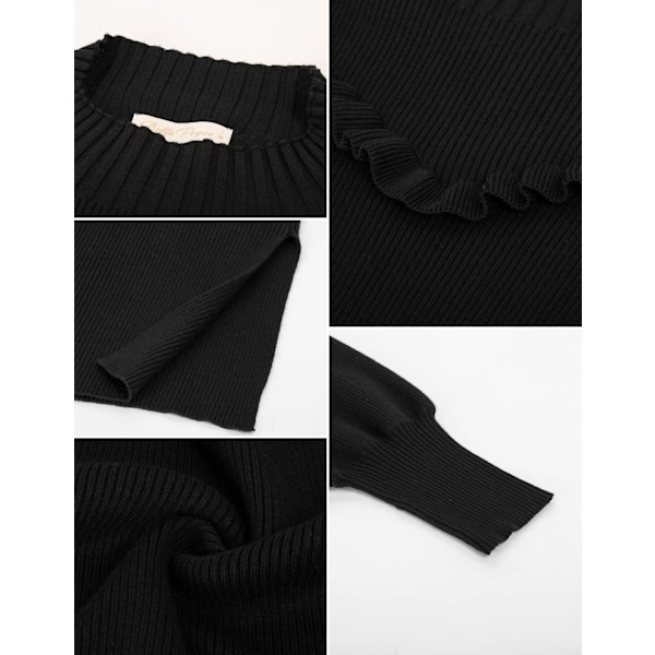Kvinners Ribbet Lang Ermet Genser Kjole Mock Neck Side Slit Bodycon Genser Kjole