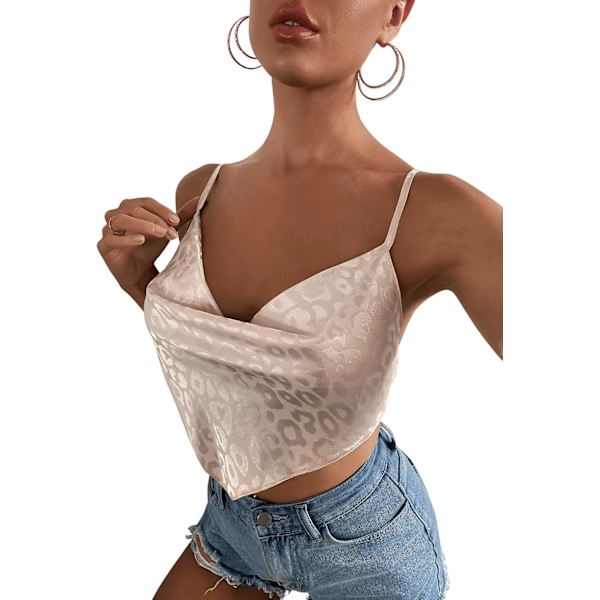 Kvinners Plus Size Cowl Neck Ermeløs Selvbåndet Crop Cami Bandana Topp