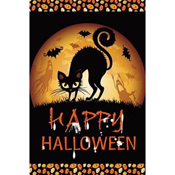Uhyggelig Halloween Sort Kat Dobbeltsidet Hus  28 x 40 Tommer sort Stor-28\\ sort Stor-28\\