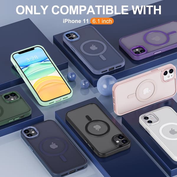 Magnetisk cover til iPhone 11, mat gennemsigtig, MagSafe-kompatibel, stødsikker - Sort