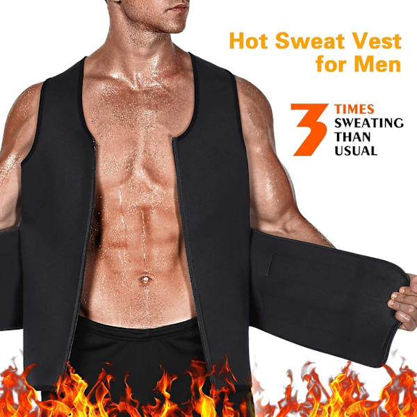 Sauna Vest til mænds taljetræner lynlås neopren sauna dragt tank top