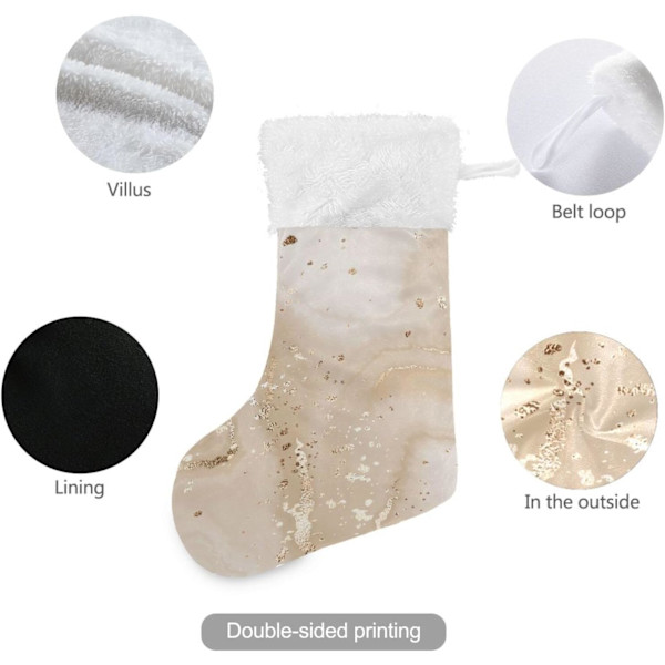 Julklapp, personliga julklappsstrumpor set om 2 Guldmarmor Gul Splatter Paint 45,7 cm Julstrumpor Hängande Ornament Kamin