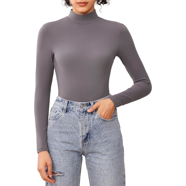 Kvindernes Langærmede Bodystocking Mock Turtleneck Toppe Shirts Termisk Undertøj