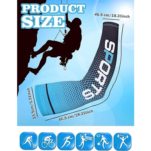 Arm Sleeves UV Solskydd Ärmar Kylande Sportärmar Anti-Slip Is-Silke Värmare Armskydd för Män Kvinnor 6st