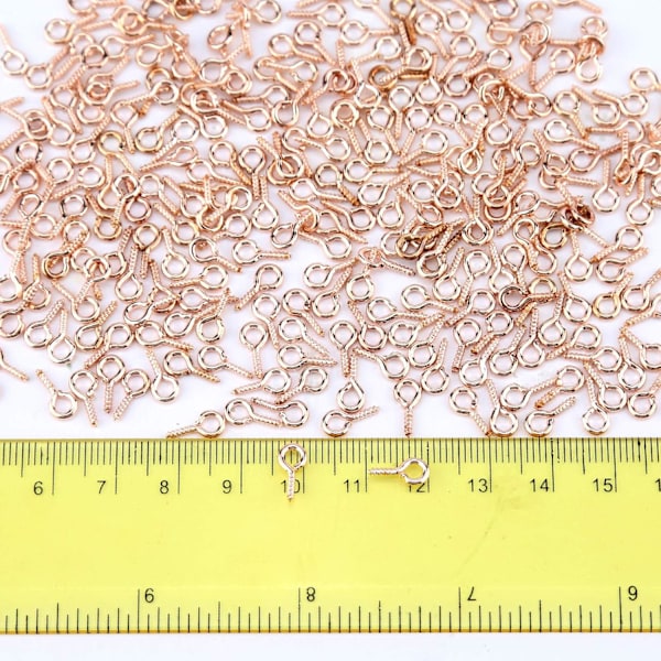300 skruvöglor krokar - Roséguld fynd för smyckestillverkning