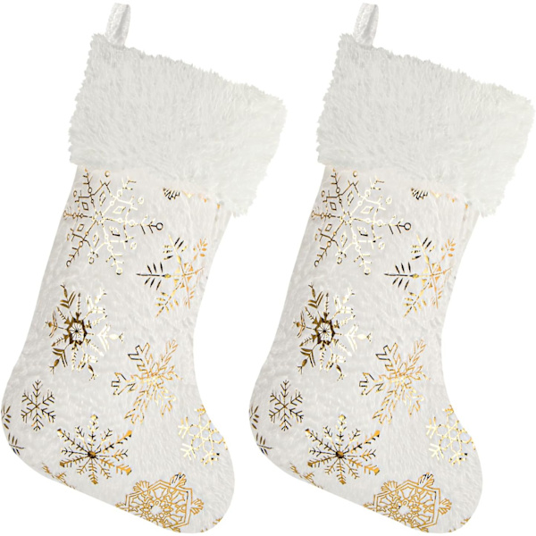2 stycken julstrumpor, julstrumpa för eldstaden, plysch julstrumpa stor, julstrumpor hängande dekoration