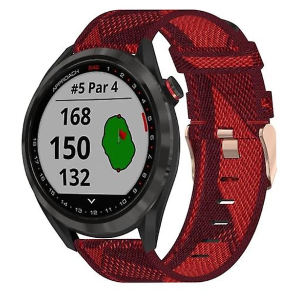 För Garmin Approach S40 20mm Nylon Woven Watch Band DKL Red
