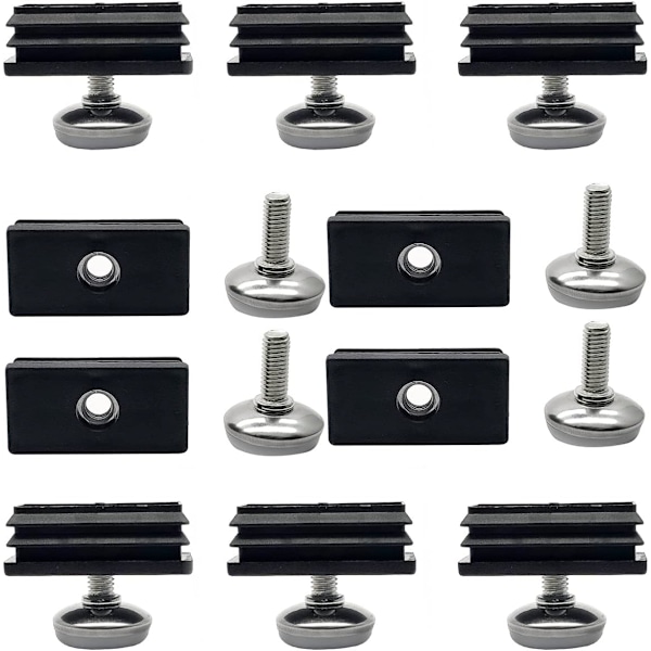 10 sæt 25 x 50 mm rektangulært skrivebord justerbar nivelleringsfod, 20 mm / 0,79 tommer gevindlængde, møbelglide justerbar nivellering til strandstol skrivebord