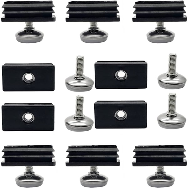 10 sett 25 x 50 mm rektangulært skrivebord justerbar nivelleringsfot, 20 mm / 0,79 tommers gjengelengde, møbelglide justerbar nivellerer for strandstol skrivebord