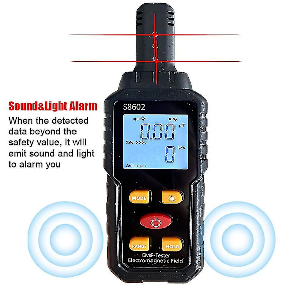 Håndholdt 3-i-1 digital strålingsdosimeter elektrisk felt magnetisk felt temperatur multifunktionel detektor hjemmekontor strålingstester lyd lys