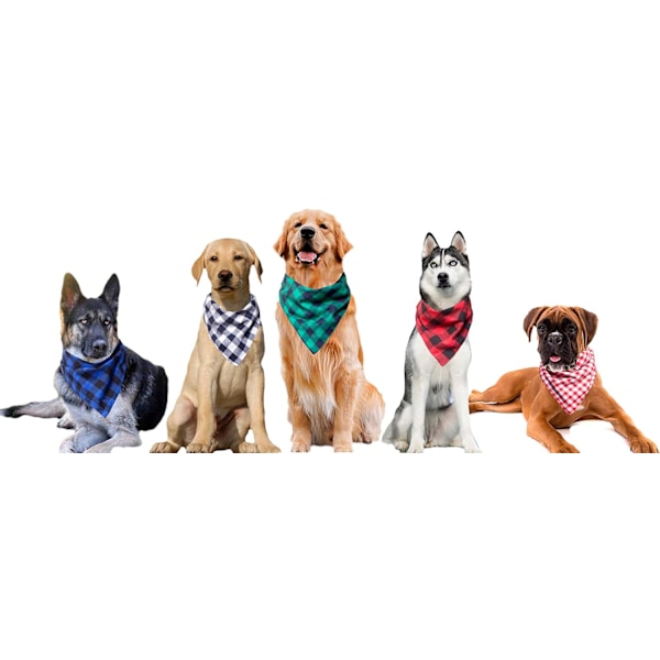 Hundsnusnäsduk - 5-pack vändbar buffelrutig tvättbar bomull